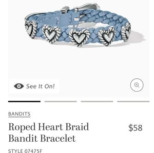 Brighton Blue Braided Band with Silver Rope Heart Accents